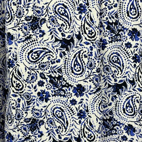 Talbots Women's Sz M Shirt Button Up Paisley White Blue Black Button Long Sleeve - Picture 4 of 7